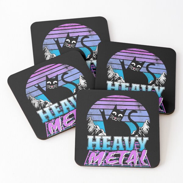 Item preview, Heavy Metal Retro Sunset Cat Synthwave Death Metal Retrowave designed and sold by Stronzi.