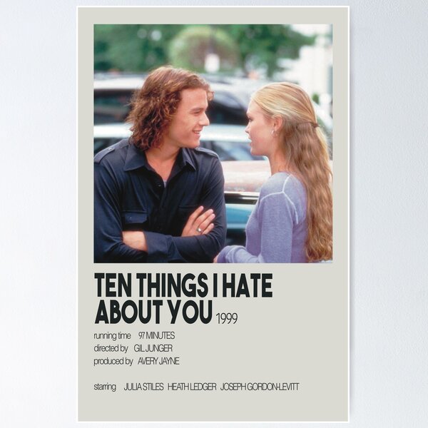 10 Things I Hate About You Poster, Movie Poster, Heath Ledger, American  Movie, 1990s Minimalist Movie Poster, Unique Art Print, Shakespeare -   Sweden