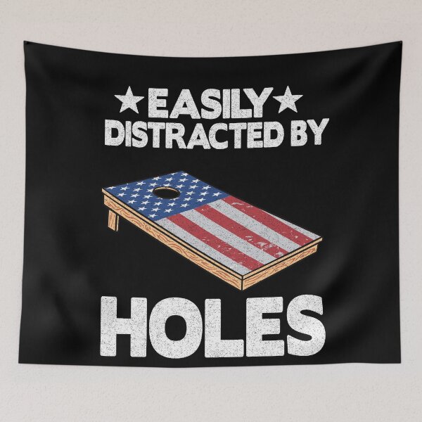 Item preview, Easily Distracted By Holes Joke Board American Flag Cornhole designed and sold by Stronzi.