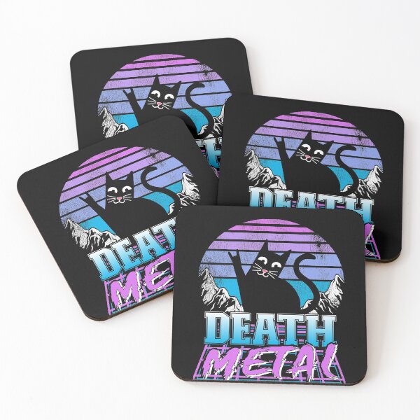 Item preview, Death Metal Retro Sunset Cat Synthwave Heavy Metal Retrowave designed and sold by Stronzi.