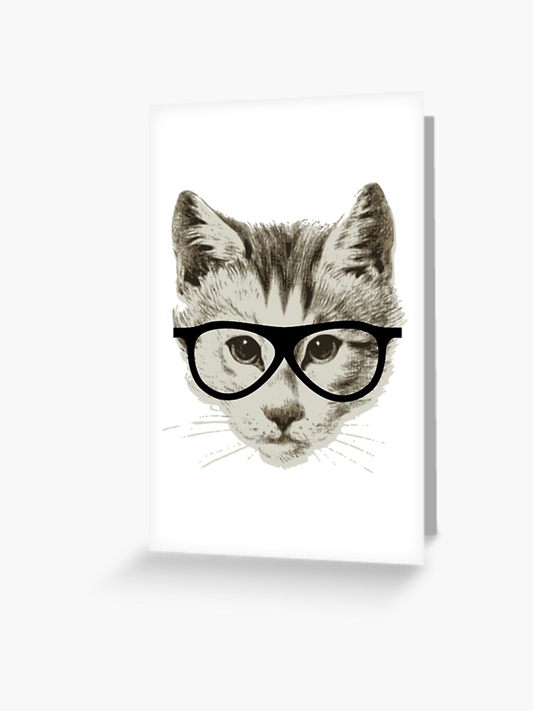 Clever Cat Cat with Glasses Greeting Card