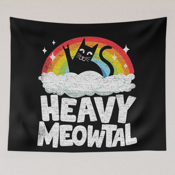 Item preview, Heavy Meowtal Funny Cat Retro Rainbow Heavy Metal Cats  designed and sold by Stronzi.