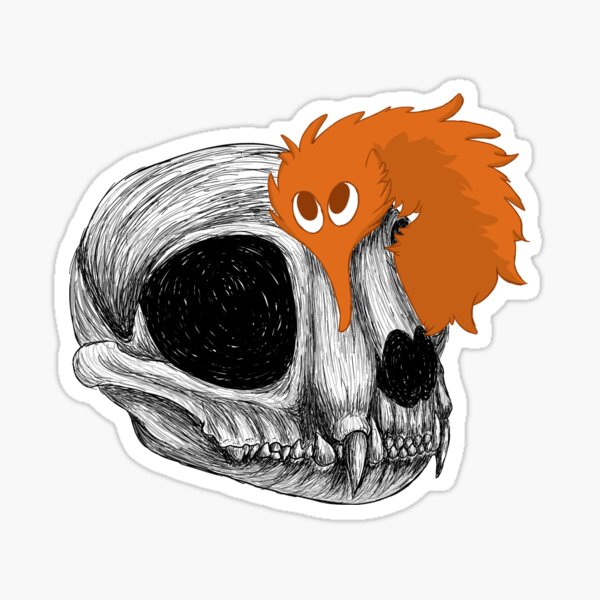 Animal Skull Worm Orange Sticker