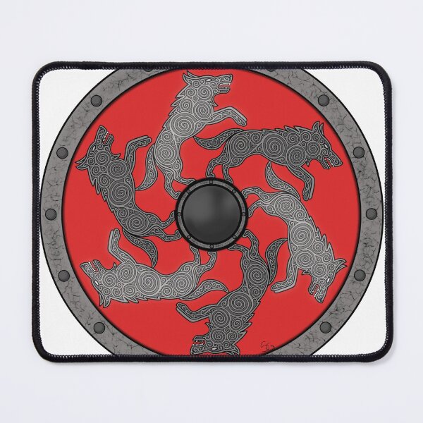 Item preview, Six Leaping Wolves on a Round Shield designed and sold by Longhausart.