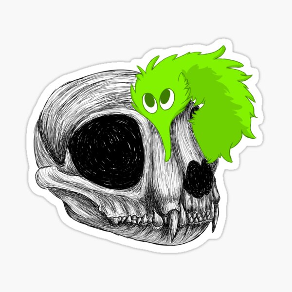 Animal Skull Worm Green Sticker