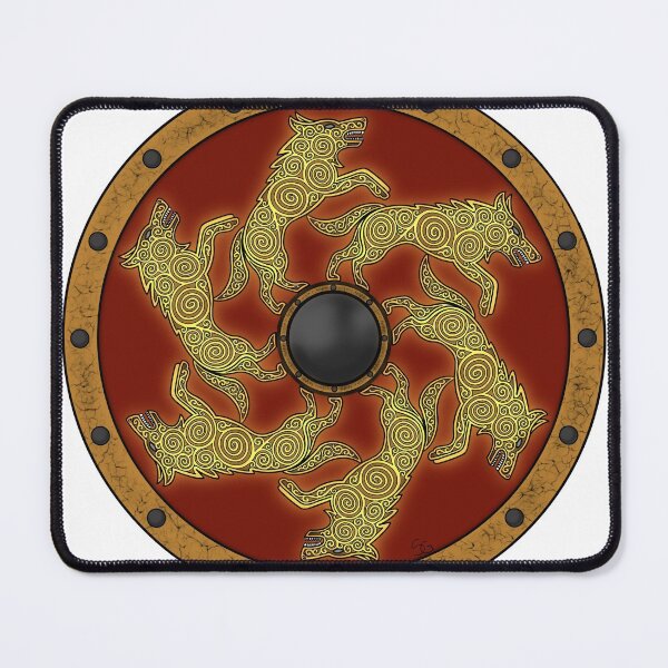 Item preview, Six Leaping Wolves on a Round Shield designed and sold by Longhausart.