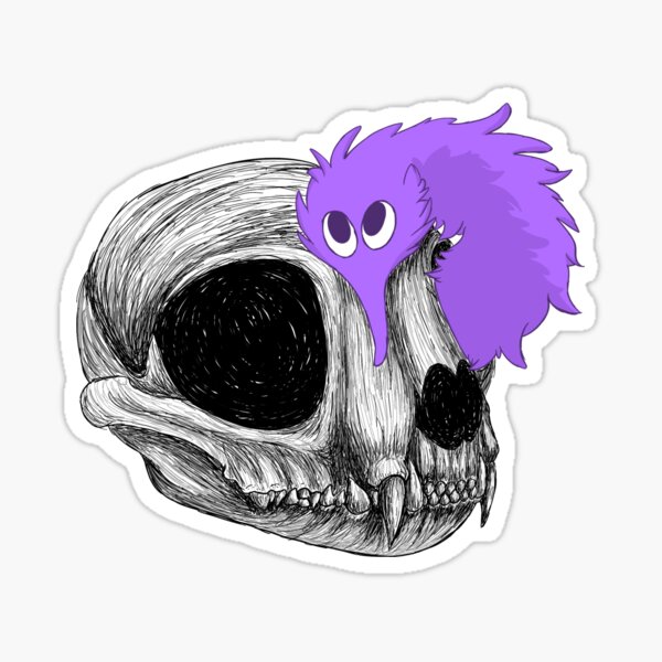 Animal Skull Worm Purple Sticker
