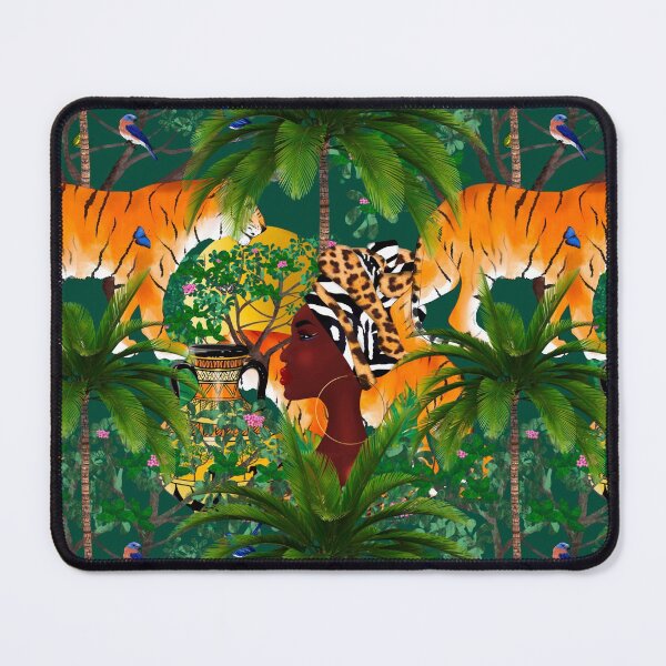 Item preview, Tigers,Jungle,tropical,exotic,African,Afro,black girl pattern designed and sold by MariaMarinova.
