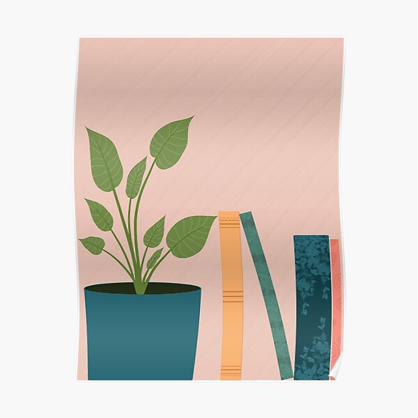 Books and House Plant Poster