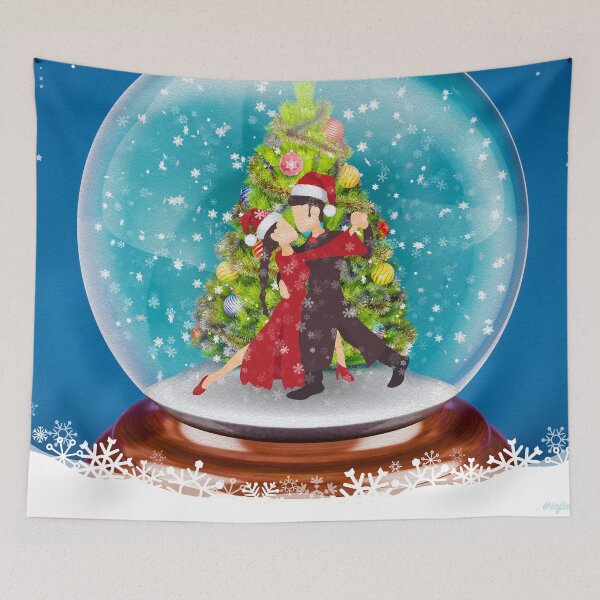 Item preview, Dance Couple in Winter Snow Globe with Christmas Tree designed and sold by infinitetango.