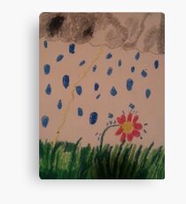 daisy in the rain oil pastel Canvas Print