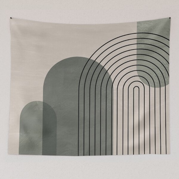Item preview, Mid Century Green Geometric Art designed and sold by StudioArtNew.