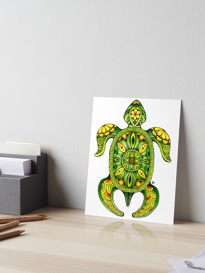 ★Original ART ‘Turtle’ Steampunk Gears Watercolor Turtle 2 Pattern Keeper