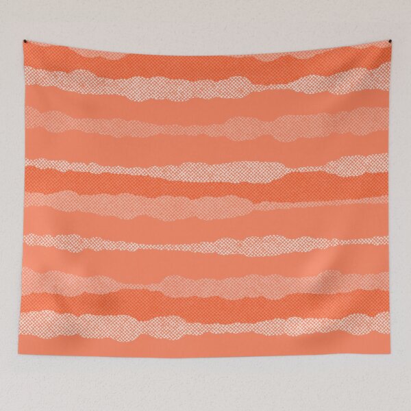 Item preview, Textured Macrame Stripes Abstract Pattern in Coral Orange designed and sold by kierkegaard.