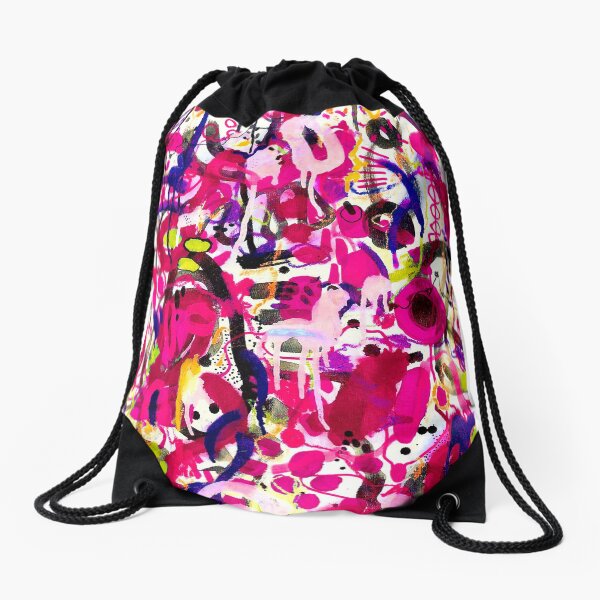pink graffiti Drawstring Bag