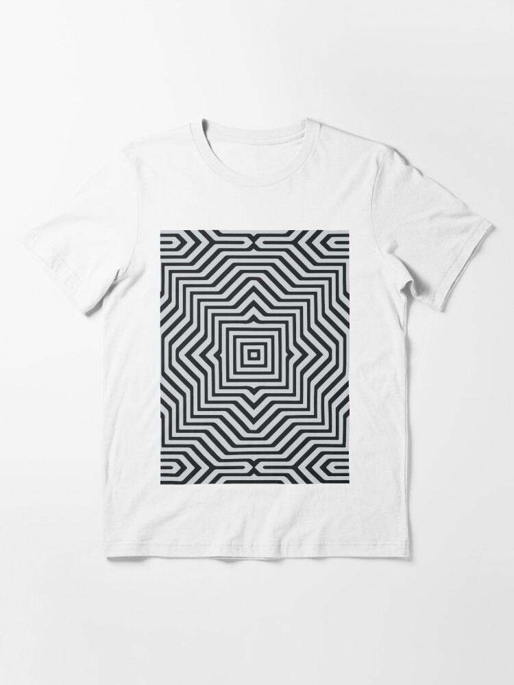 Minimal Geometrical Optical Illusion Style Pattern In Black White T Shirt For Sale By