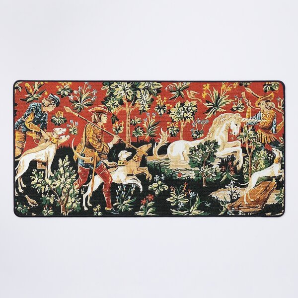 Aperçu de l'œuvre Licorne médiévale florale de minuit Tentures créée et vendue par Epitome Girl.