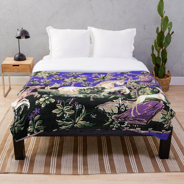 Item preview, Medieval Unicorn Midnight Floral Tapestry designed and sold by Epitome Girl.