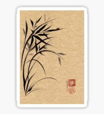 "Serene" Sumi-e ladybug & bamboo ink brush painting Sticker