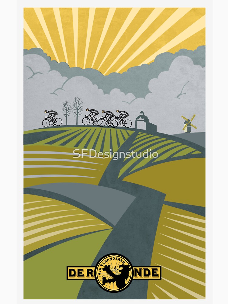 Artwork view, Retro Vlaanderen cycling poster designed and sold by SFDesignstudio