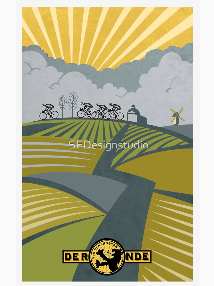 Thumbnail 3 of 3, Baseball ¾ Sleeve T-Shirt, Retro Vlaanderen cycling poster designed and sold by SFDesignstudio.