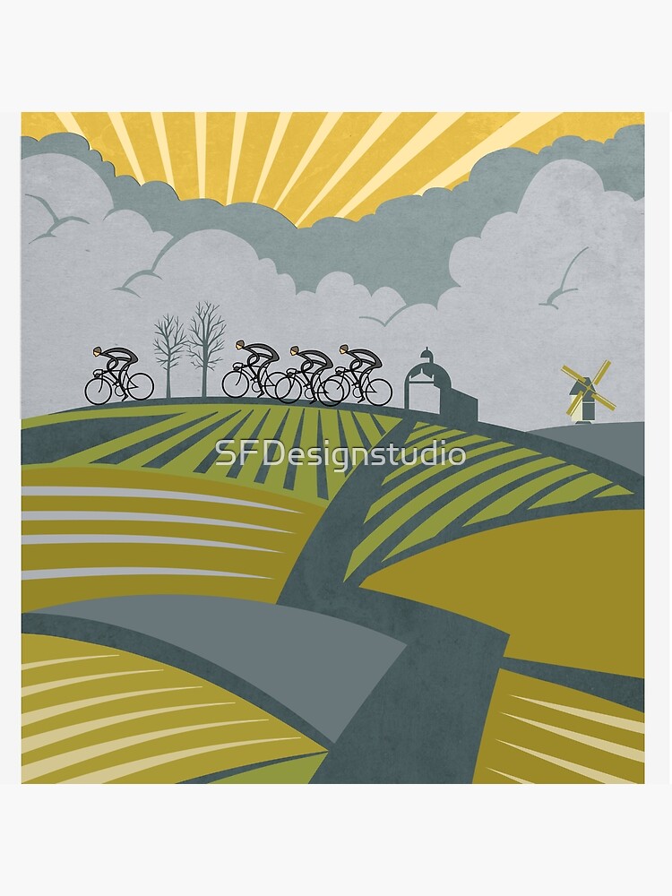 Thumbnail 3 of 3, Throw Pillow, Retro Vlaanderen cycling poster designed and sold by SFDesignstudio.