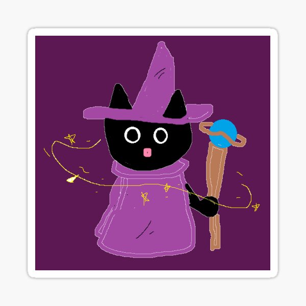 Sorceror Smores Cute Magical Black Wizard Cat Sticker For Sale By