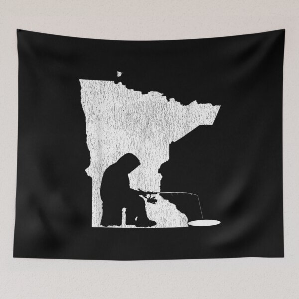 Item preview,  Minnesota Vintage Ice Fishing State Map Black designed and sold by lindaxse.