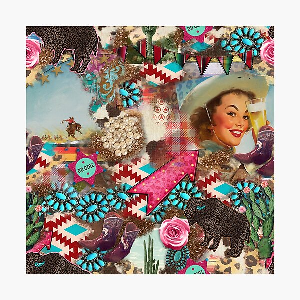 Item preview, Junky Vintage Western Pin-up design designed and sold by Wild Grace Design Studios.