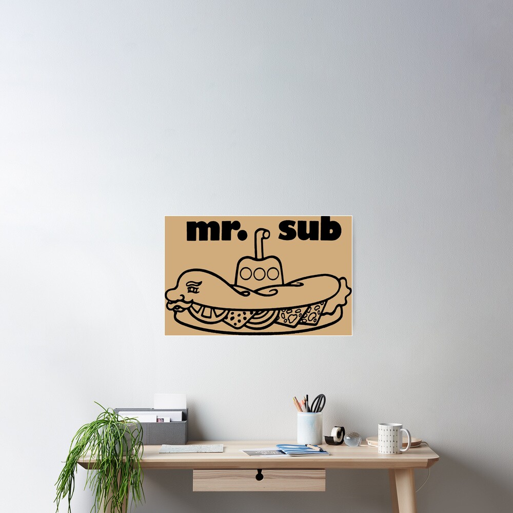 Poster Logo De Sandwichs Sous Marins Mr Sub Vintage Des Années