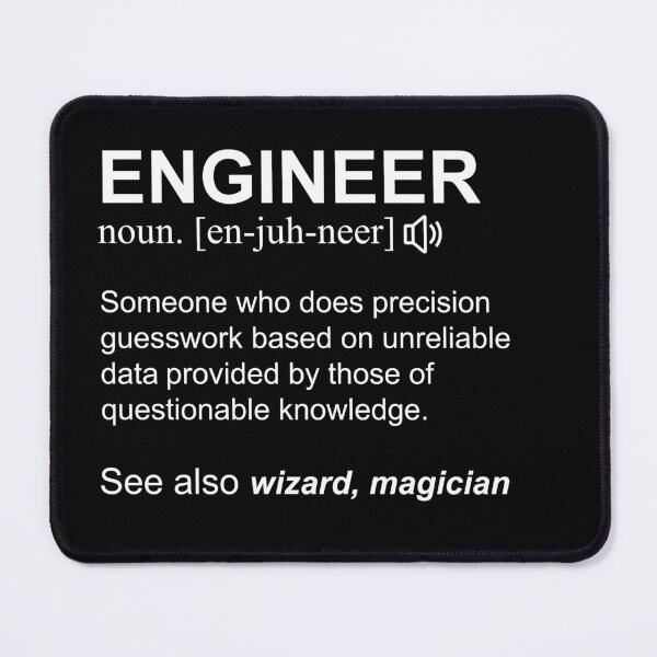 Engineer Definition White Text Design Mouse Pad