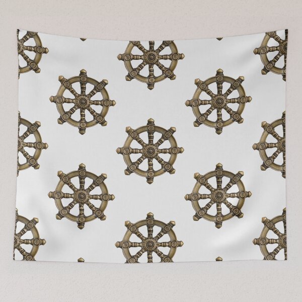 Item preview, brown ships wheel, Dharmachakra Buddhism Three designed and sold by BkaleGrant.