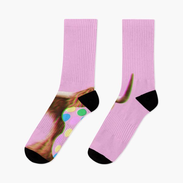 Item preview, Highland cattle polka dot face in pink designed and sold by ESCAPZ.