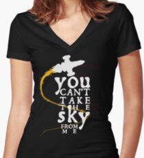 You can't take the sky from me - white text variant Women's Fitted V-Neck T-Shirt