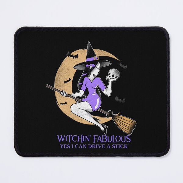 Item preview, Witchin Fabulous Yes I Can Drive A Stick Witches Broom Halloween Skull Bats Moon designed and sold by CarantinedChaos.