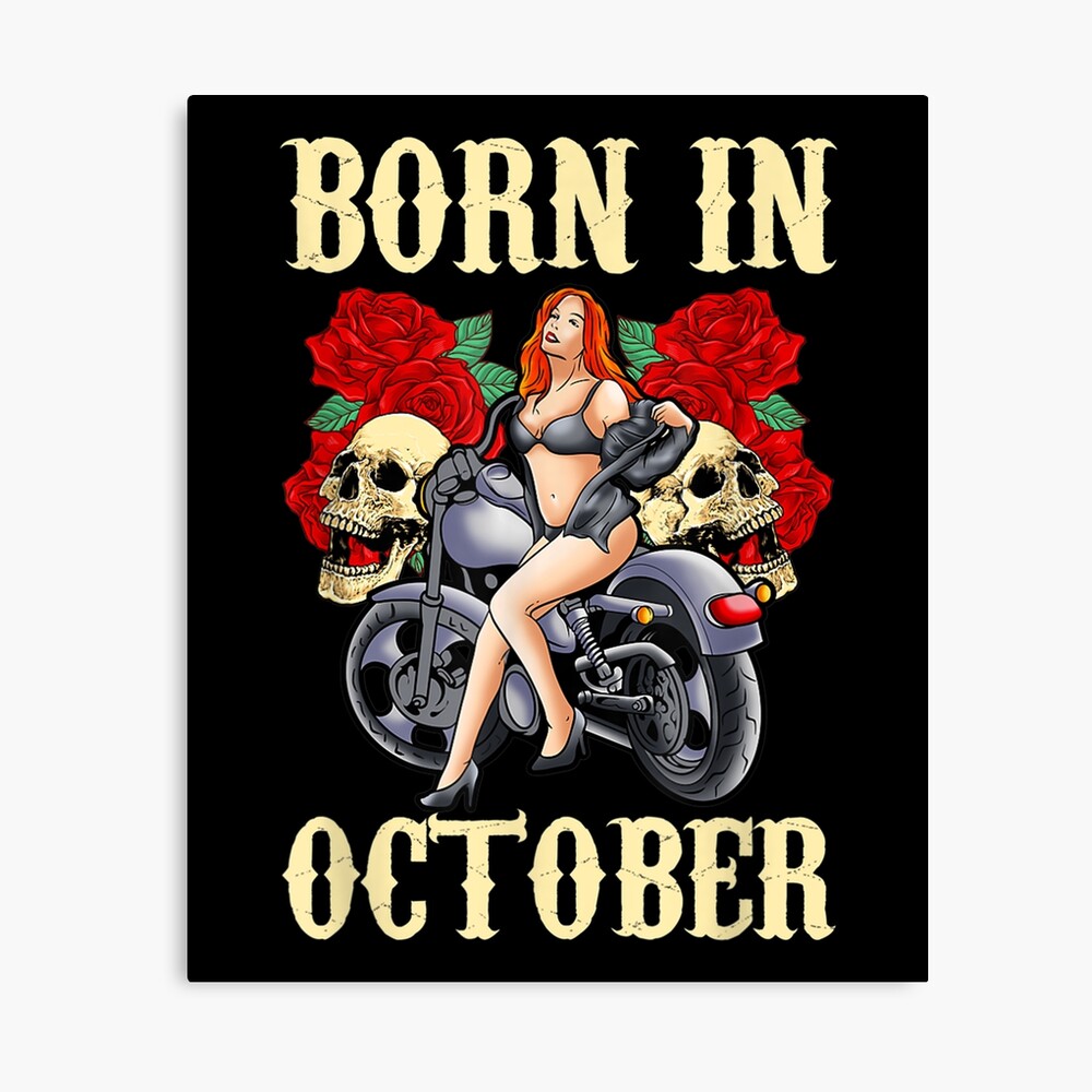 Póster for Sale con la obra « Octubre Cumpleaños Motocicleta Regalo Biker  Chick Sexy Rose Skull» de cysandy | Redbubble