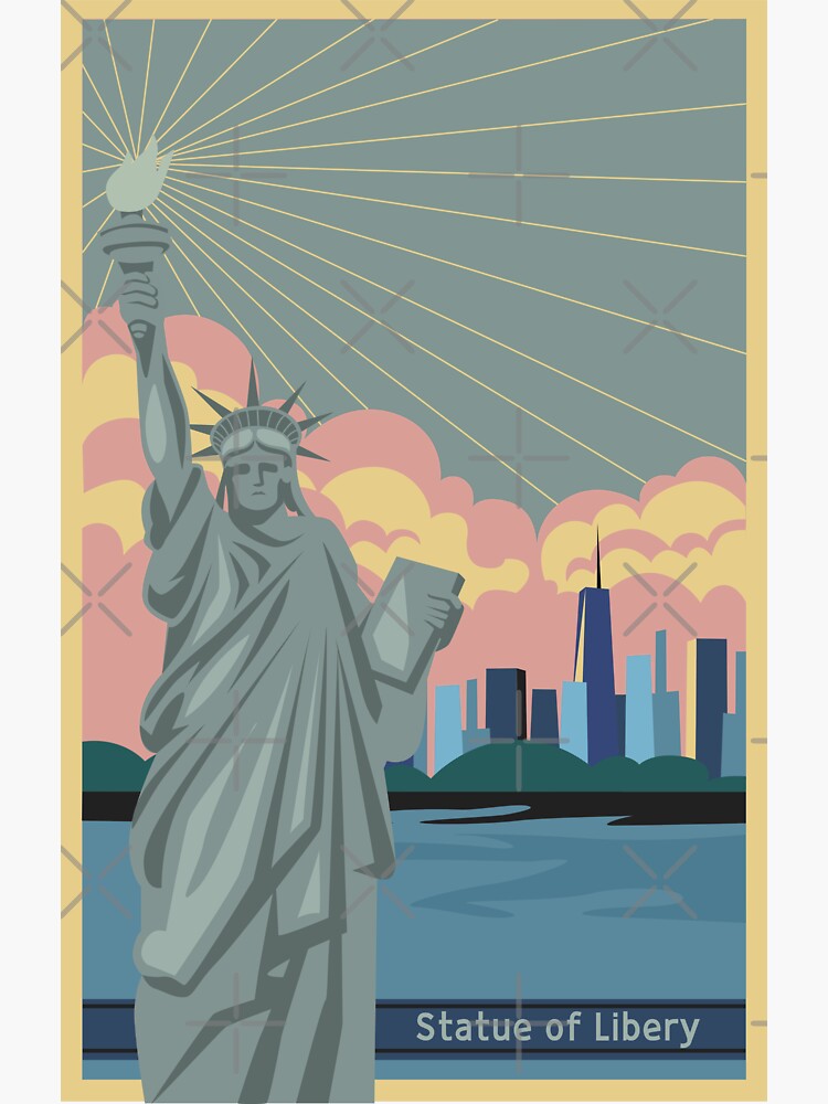 "Vintage Statue of Liberty Poster" Sticker for Sale by manosc Redbubble