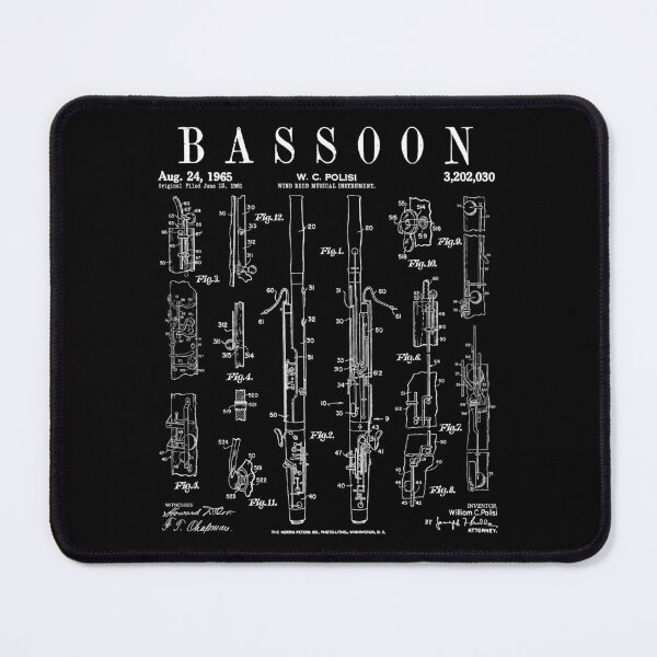 Item preview, Bassoon Player Vintage Patent Bassoonist Drawing Print designed and sold by GrandeDuc.