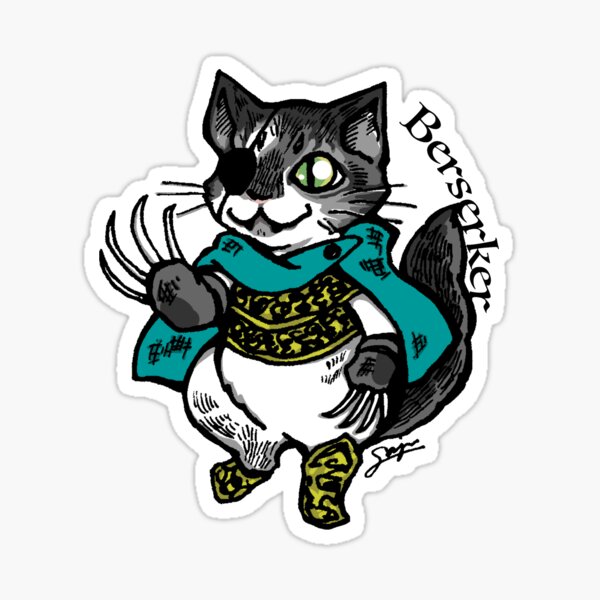 Warriors Cat "Berserker" - Modeled after my cats, fantasy, tale, lovable fighter, adventure Sticker