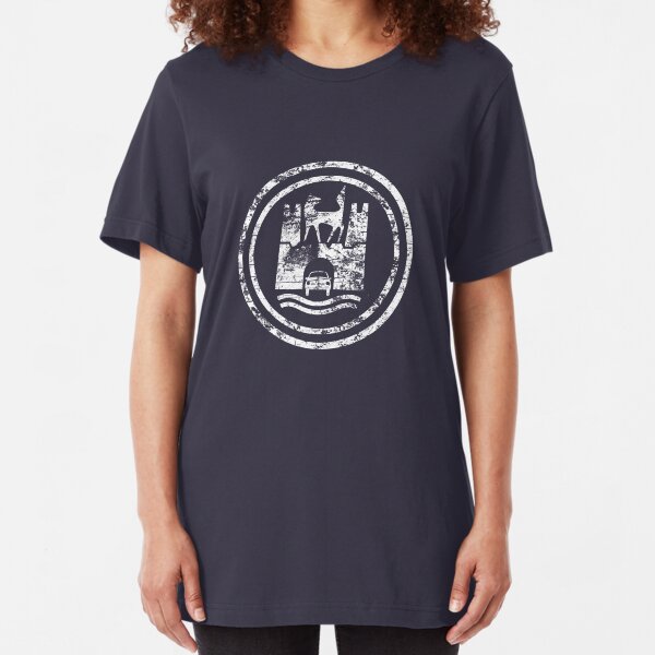 Wolfsburg Logo (Distressed - White) Slim Fit T-Shirt