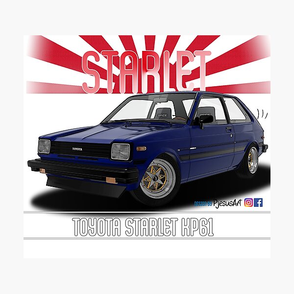 Toyota Starlet Kp61 Green Photographic Print For Sale By Pjesusartrb Redbubble