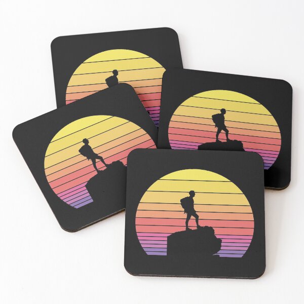 Item preview, Camping Campers Hiking on a Mountain Retro Sunset designed and sold by JackLamel.
