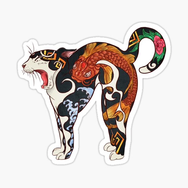 Monmon Japan Cat Sticker By Nevermindonart Redbubble