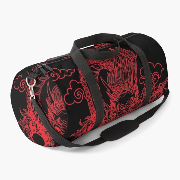 Red Chinese Dragon with Black Background Duffle Bag