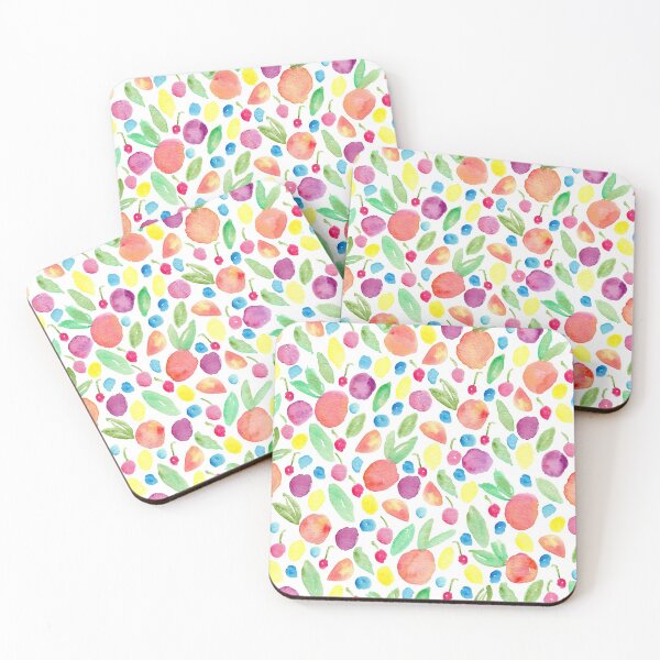 Item preview, White Colourful Watercolour Summer Fruit designed and sold by Lozzie Eliza Designs.