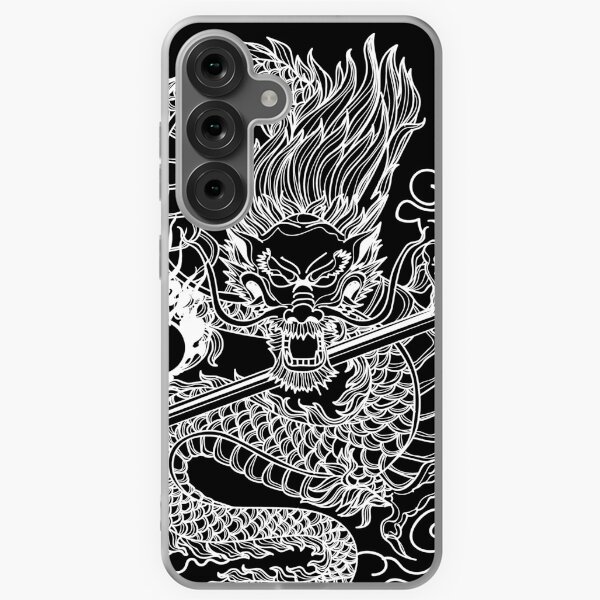 Item preview, White Chinese Dragon with Black Background designed and sold by SoccaTamam.