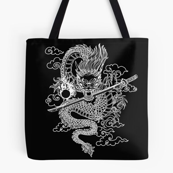 Item preview, White Chinese Dragon with Black Background designed and sold by SoccaTamam.