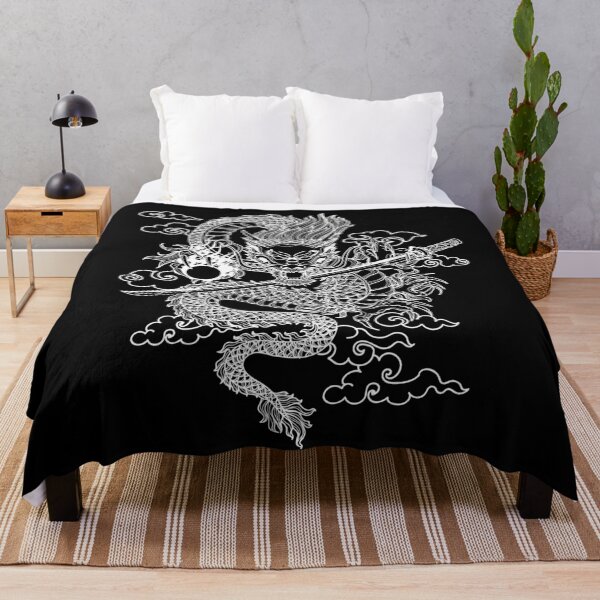 Item preview, White Chinese Dragon with Black Background designed and sold by SoccaTamam.