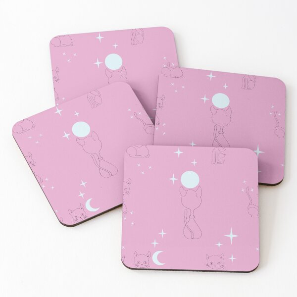 Item preview, Pink cats in the night. | Halloween Cat Pattern | Patterns designed and sold by Missing In Art.