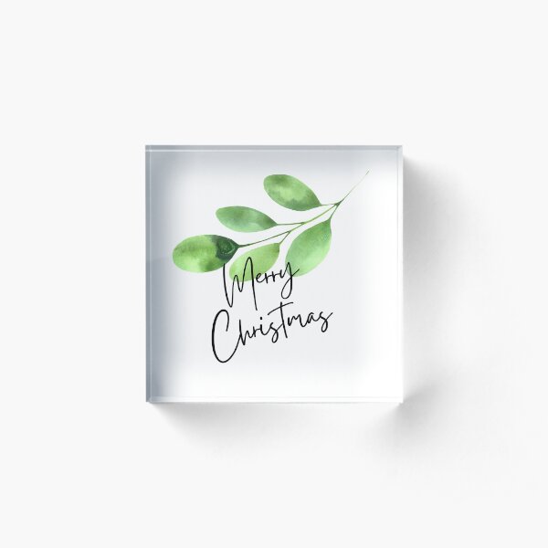 Eucalyptus Merry Christmas Cards, Holiday, Personalized Christmas whishes, Custom Christmas Card , Seasons Greetings, Simple Xmas messages Acrylic Block